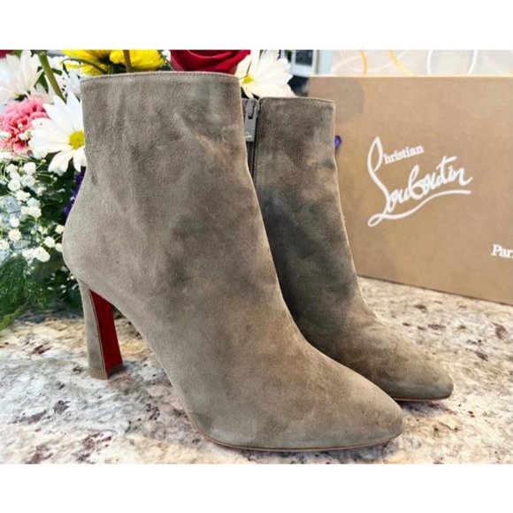 Christian Louboutin So Eleonor Velour Ankle Boots in Silex Gray EU:37.5/US:7.5 - Picture 3 of 12